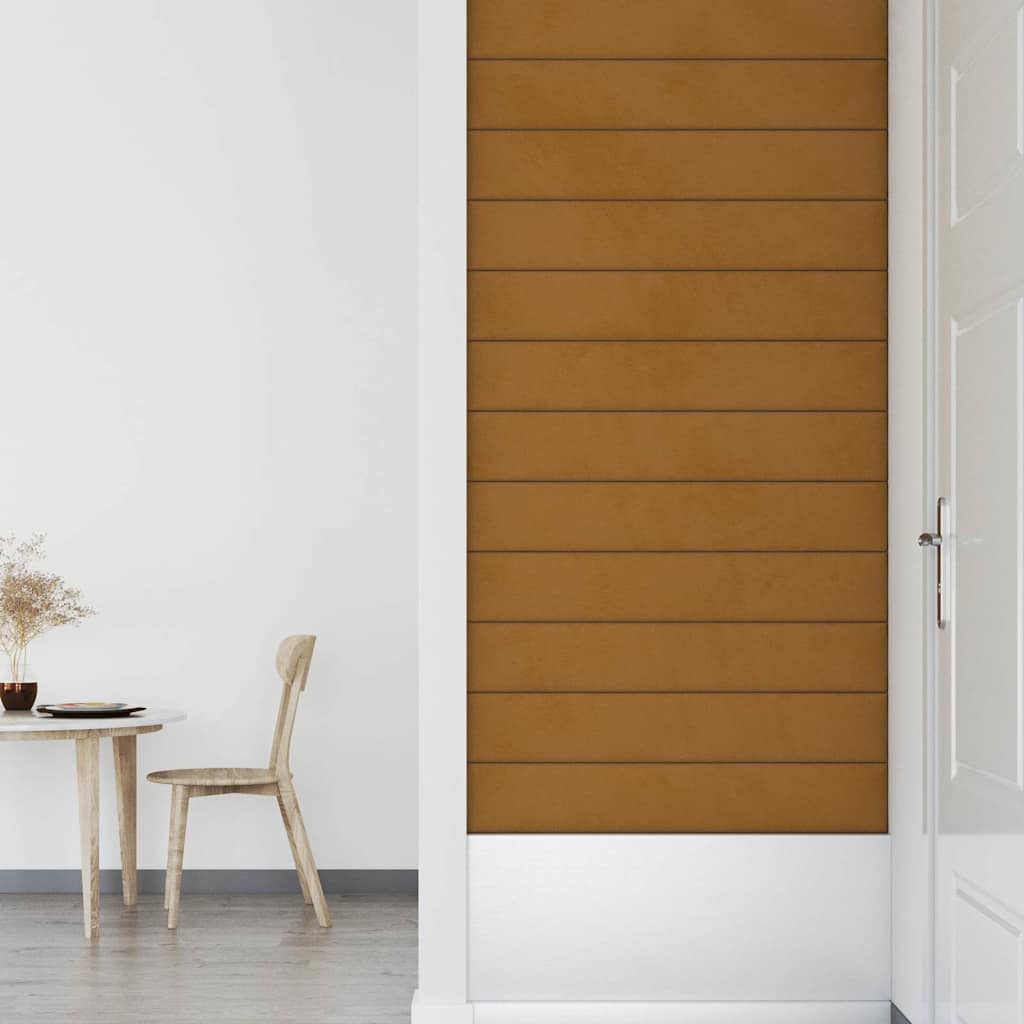 Πάνελ Τοίχου 12 τεμ. Καφέ 90x15 εκ. 1,62 μ² Βελούδινα - Pakobazaar