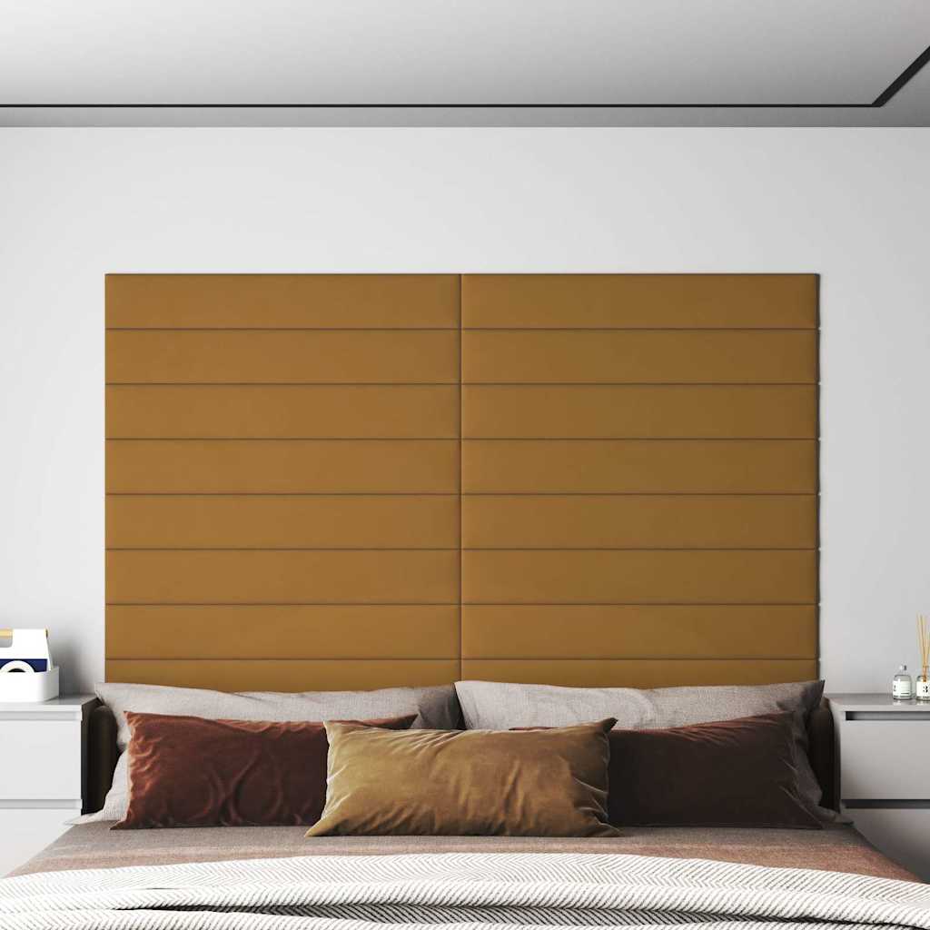Πάνελ Τοίχου 12 τεμ. Καφέ 90x15 εκ. 1,62 μ² Βελούδινα - Pakobazaar