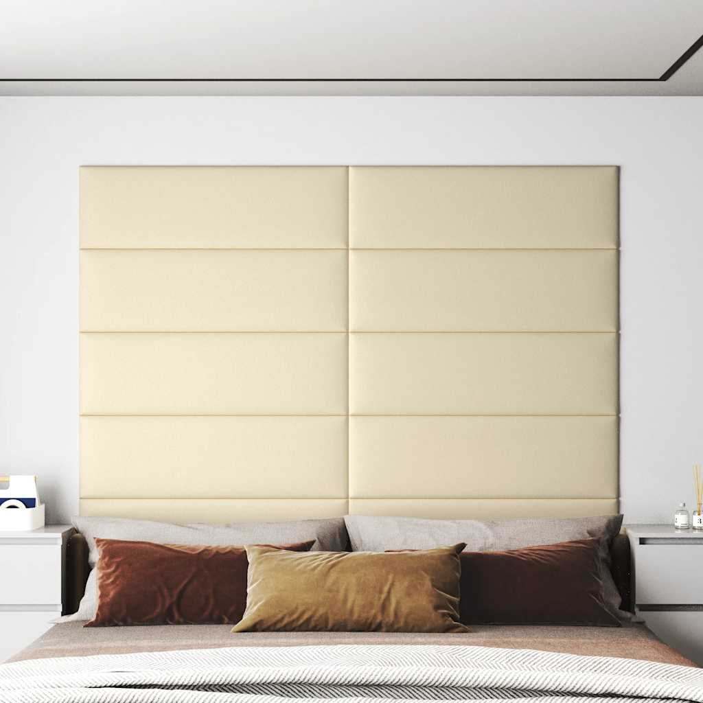 Πάνελ Τοίχου 12 τεμ. Κρεμ 90 x 30 εκ. 3,24 μ² Συνθετικό Δέρμα - Pakobazaar