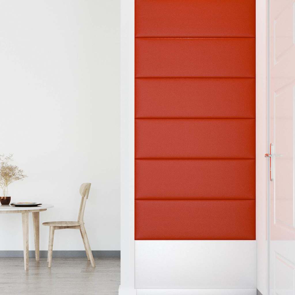Πάνελ Τοίχου 12 τεμ. Κόκκινα 90 x 30 εκ. 3,24 μ² Συνθ. Δέρμα