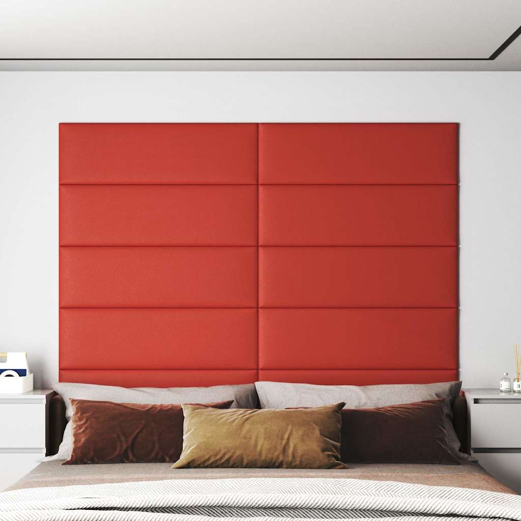 Πάνελ Τοίχου 12 τεμ. Κόκκινα 90 x 30 εκ. 3,24 μ² Συνθ. Δέρμα