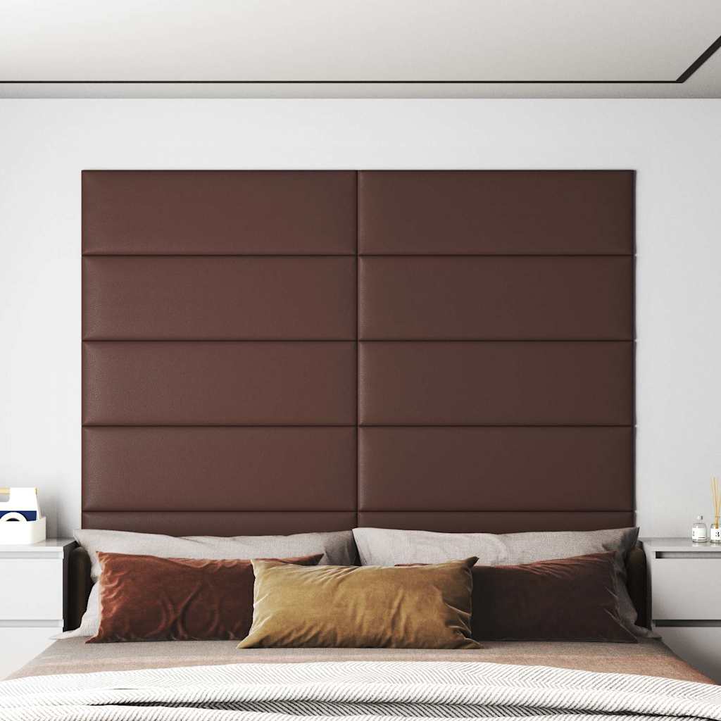 Πάνελ Τοίχου 12 τεμ. Καφέ 90 x 30 εκ. 3,24 μ² Συνθετικό Δέρμα - Pakobazaar