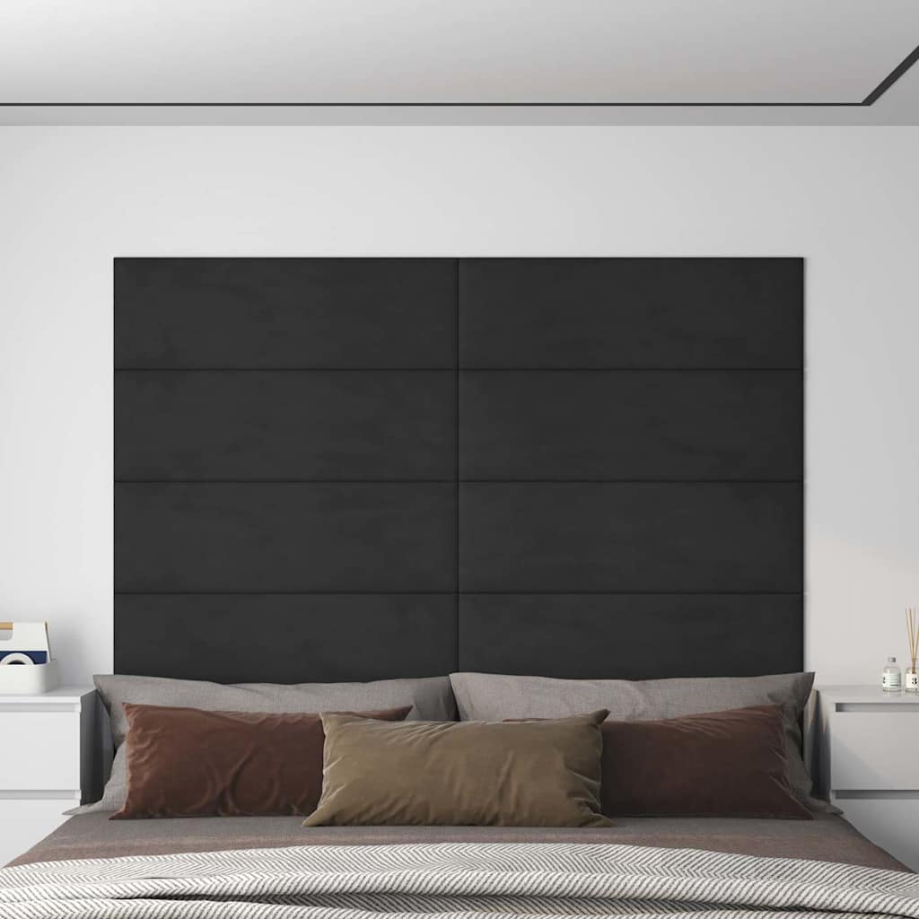 Πάνελ Τοίχου 12 τεμ. Μαύρο 90 x 30 εκ. 3,24 μ² Βελούδινα