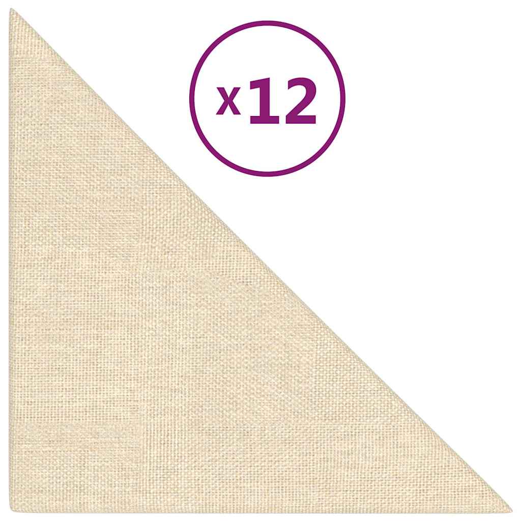 Πάνελ Τοίχου 12 τεμ. Κρεμ 30 x 30 εκ. 0,54 μ² Υφασμάτινα - Pakobazaar