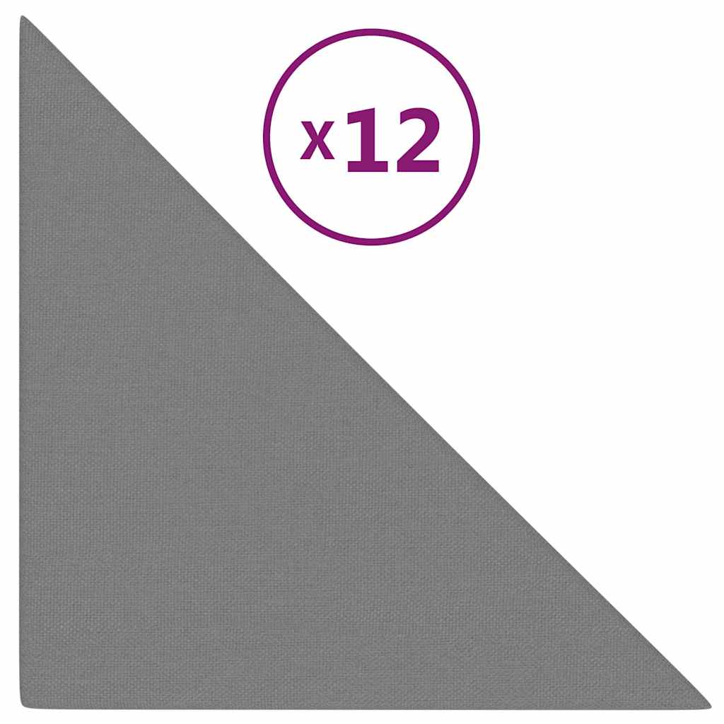 Πάνελ Τοίχου 12 τεμ. Ανοιχτό Γκρι 30x30 εκ. 0,54 μ² Υφασμάτινα - Pakobazaar
