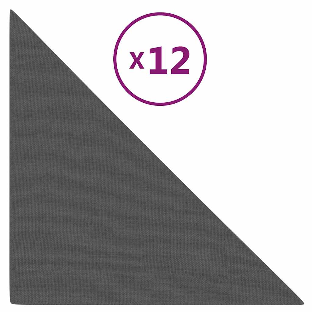 Πάνελ Τοίχου 12 τεμ. Σκούρο Γκρι 30 x 30 εκ. 0,54 μ² Υφασμάτινα