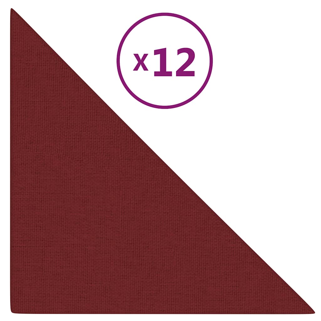 Πάνελ Τοίχου 12 τεμ. Μπορντό 30 x 30 εκ. 0,54 μ² Υφασμάτινα
