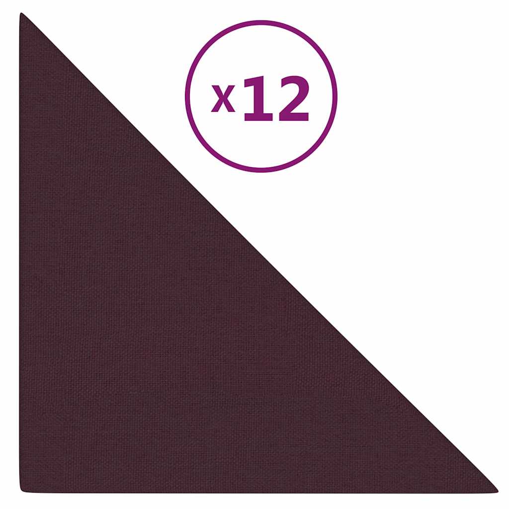 Πάνελ Τοίχου 12 τεμ. Μοβ 30x30 εκ. 0,54 μ² Υφασμάτινα