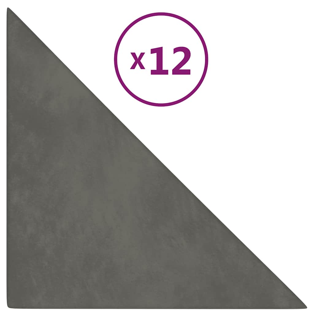 Πάνελ Τοίχου 12 τεμ. Σκούρο γκρι 30x30 εκ. 0,54 μ² Βελούδινα - Pakobazaar