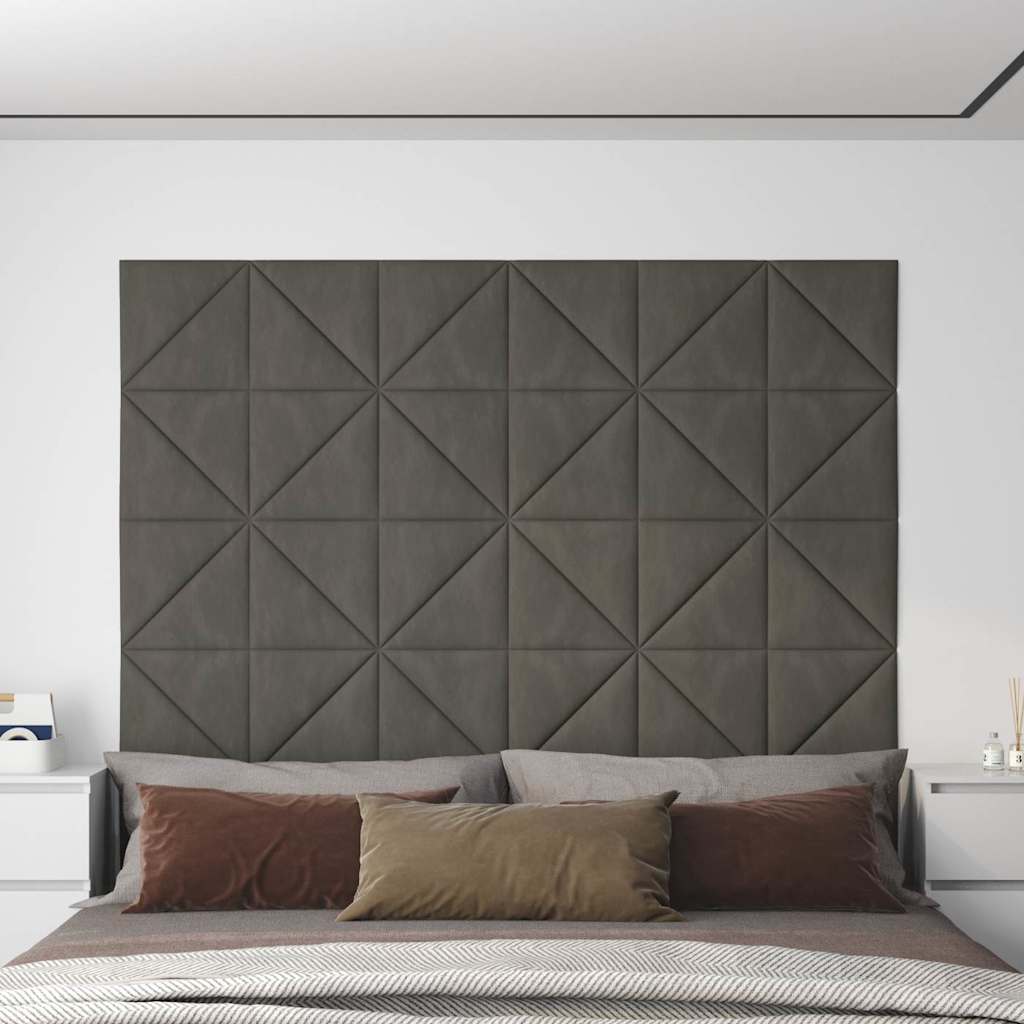 Πάνελ Τοίχου 12 τεμ. Σκούρο γκρι 30x30 εκ. 0,54 μ² Βελούδινα - Pakobazaar