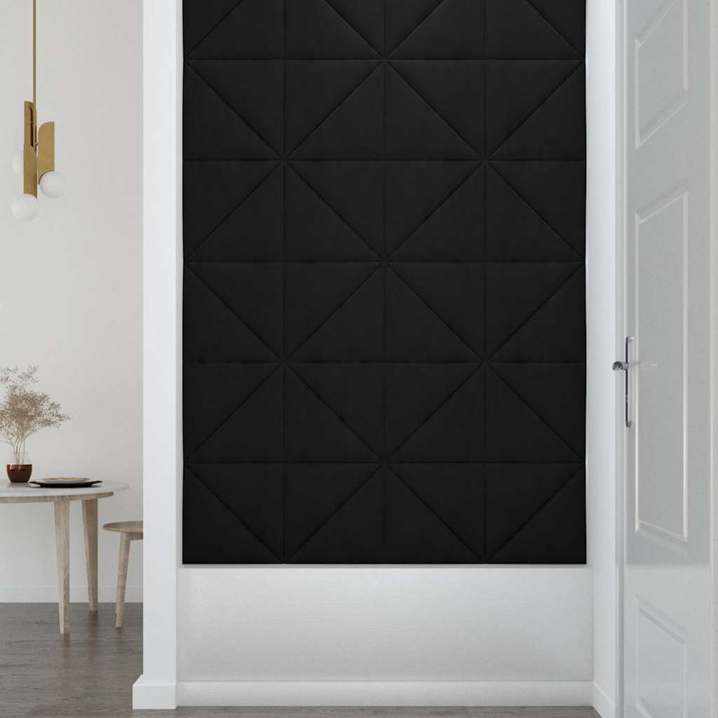 Πάνελ Τοίχου 12 τεμ. Μαύρα 30 x 30 εκ. 0,54 μ² Βελούδινα