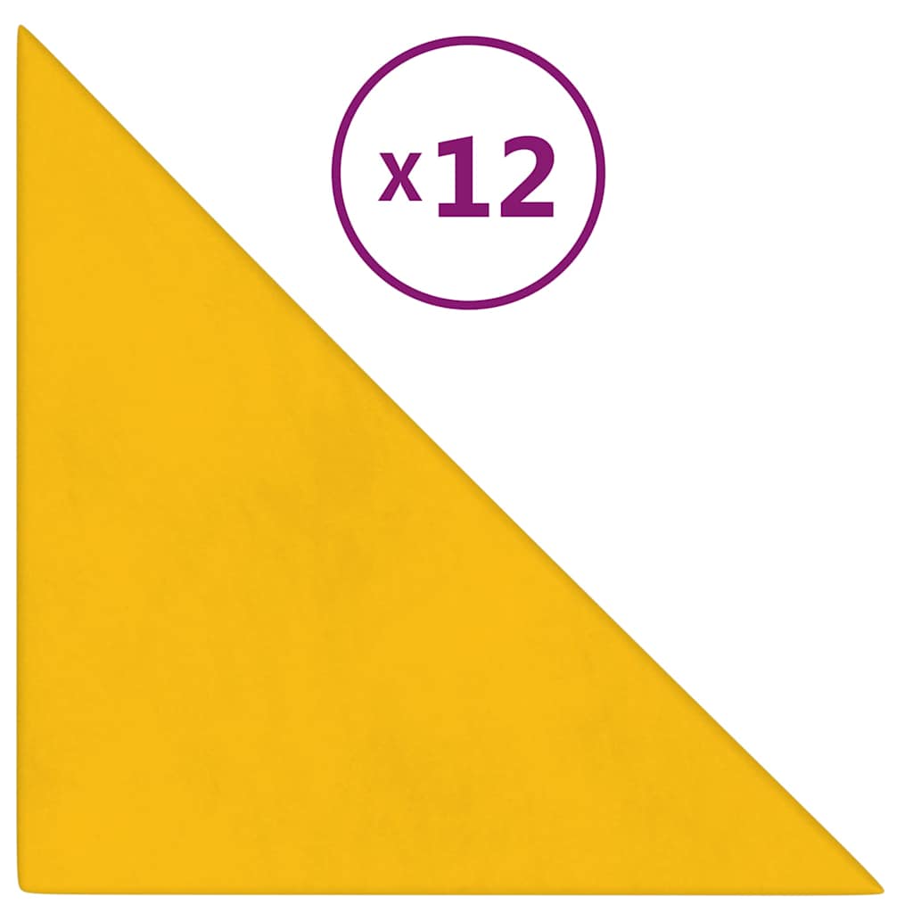 Πάνελ Τοίχου 12 τεμ. Κίτρινα 30 x 30 εκ. 0,54 μ² Βελούδινα - Pakobazaar