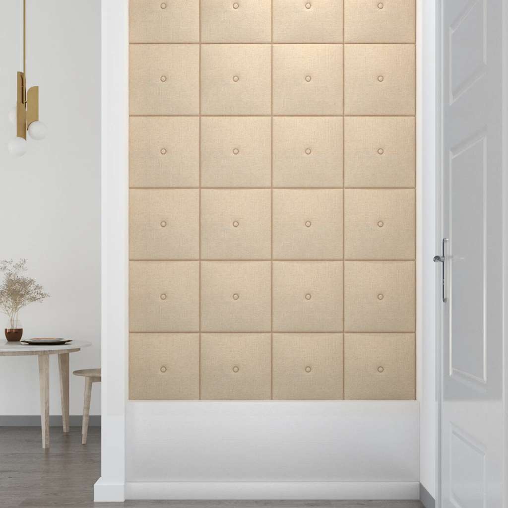 Πάνελ Τοίχου 12 τεμ. Κρεμ 30 x 30 εκ. 1,08 μ² Υφασμάτινα