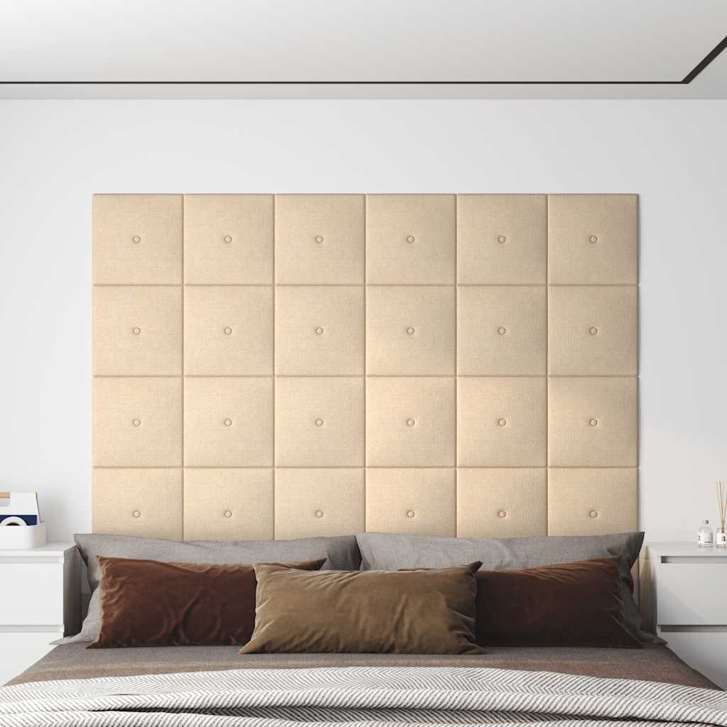 Πάνελ Τοίχου 12 τεμ. Κρεμ 30 x 30 εκ. 1,08 μ² Υφασμάτινα