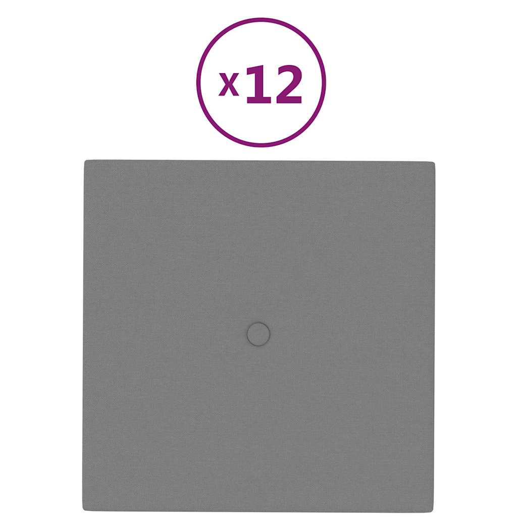 Πάνελ Τοίχου 12 τεμ. Ανοιχτό Γκρι 30x30 εκ. 1,08 μ² Υφασμάτινα - Pakobazaar