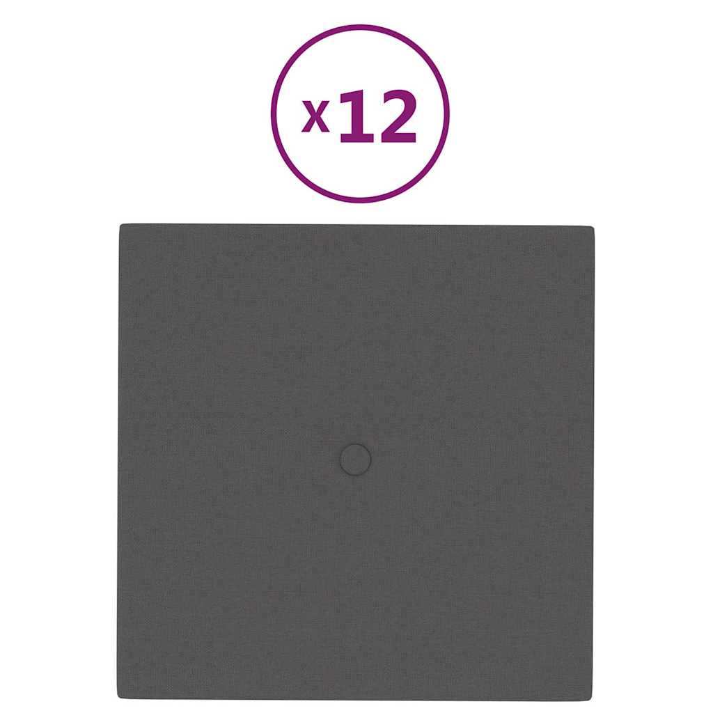 Πάνελ Τοίχου 12 τεμ. Σκ. Γκρι 30 x 30 εκ. 1,08 μ² Υφασμάτινα
