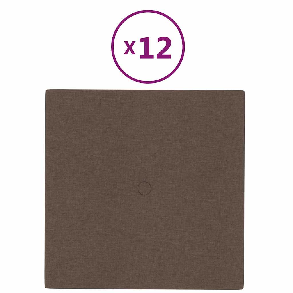 Πάνελ Τοίχου 12 τεμ. Καφέ 30 x 30 εκ. 1,08 μ² Υφασμα