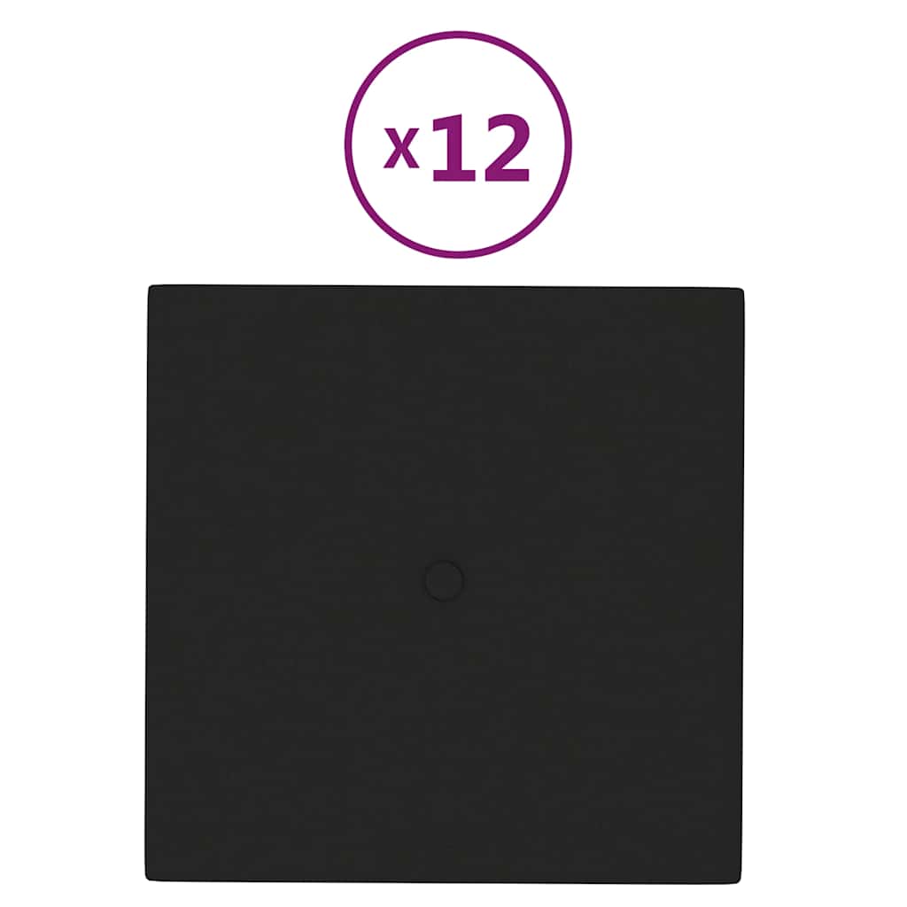 Πάνελ Τοίχου 12 τεμ. Μαύρος 30 x 30 εκ. 1,08 μ² Υφασμα
