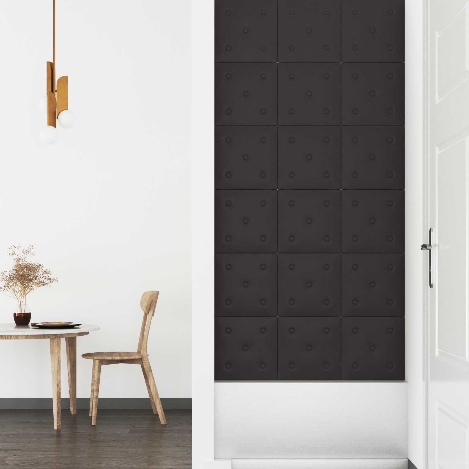 Κεφαλάρι Τοίχου 12 pcs Μαύρο 30 x 30 cm Τεχνητό Δέρμα - Pakobazaar