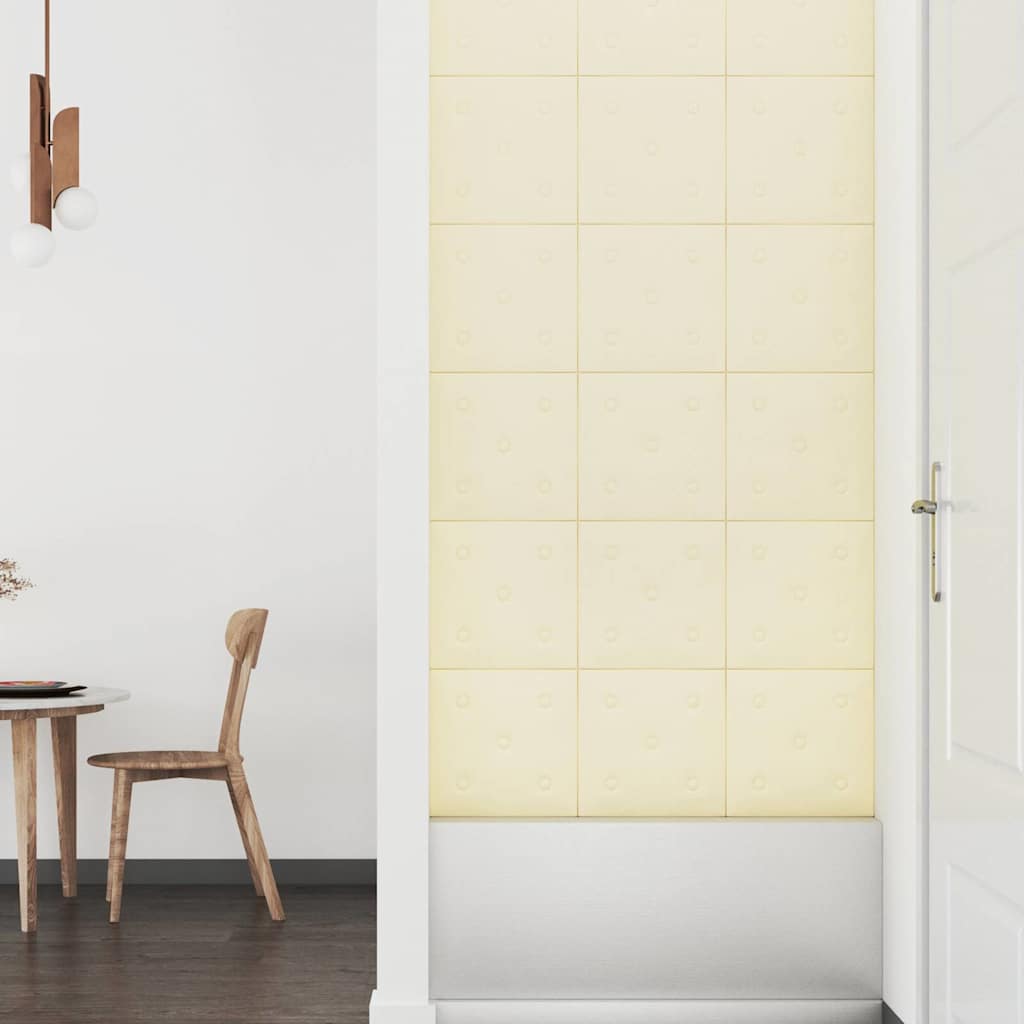 Πάνελ Τοίχου 12 τεμ. Κρεμ 30 x 30 εκ. 1,08 μ² Συνθετικό Δέρμα
