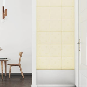 Πάνελ Τοίχου 12 τεμ. Κρεμ 30 x 30 εκ. 1,08 μ² Συνθετικό Δέρμα