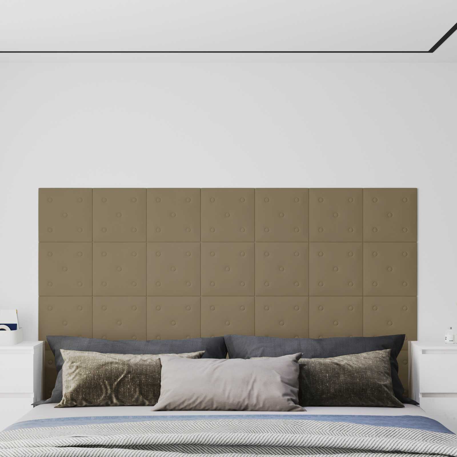 Κεφαλάρι Τοίχου 12 pcs Καπουτσίνο 30 x 30 cm Τεχνητό Δέρμα - Pakobazaar