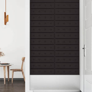 Πάνελ Τοίχου 12 τεμ. Μαύρα 60x15 εκ. 1,08 μ² Συνθετικό Δέρμα