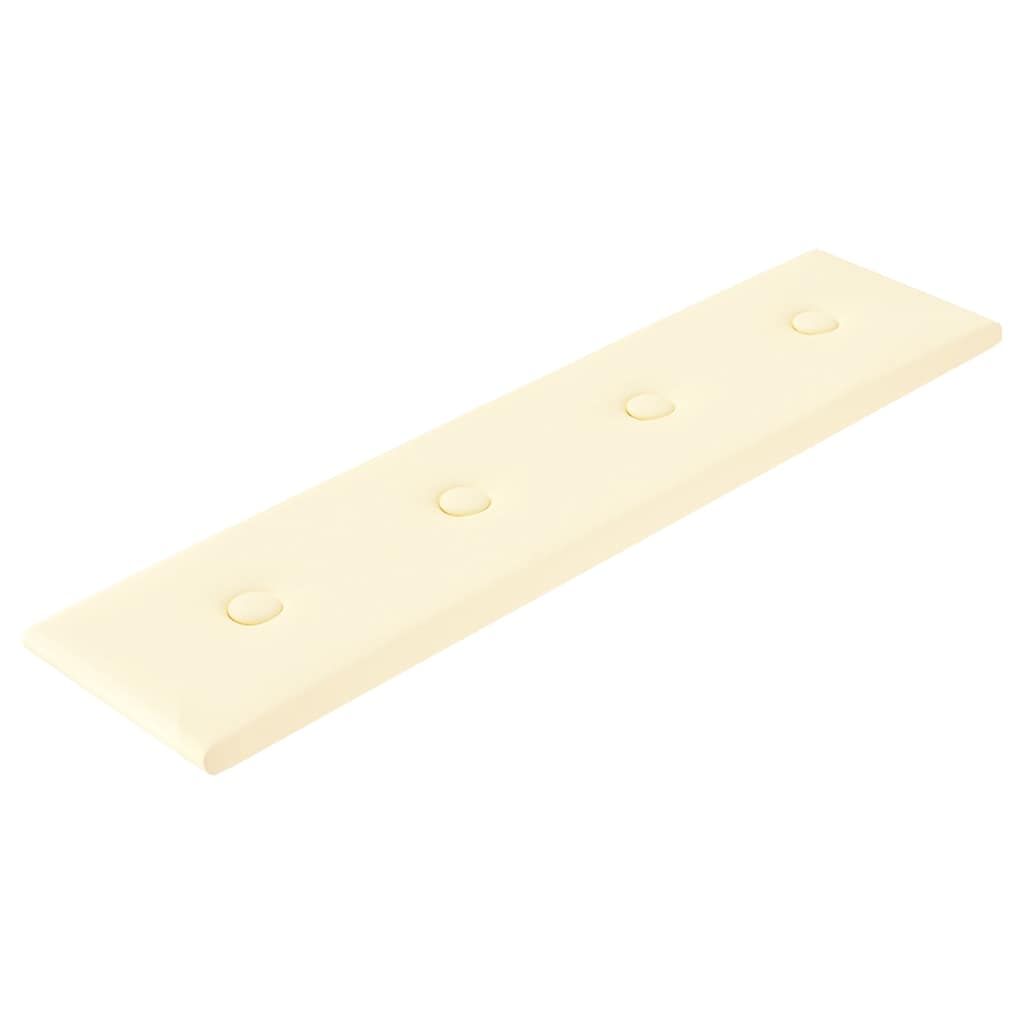 Πάνελ Τοίχου 12 τεμ. Κρεμ 60x15 εκ. 1,08 μ² Συνθετικό Δέρμα
