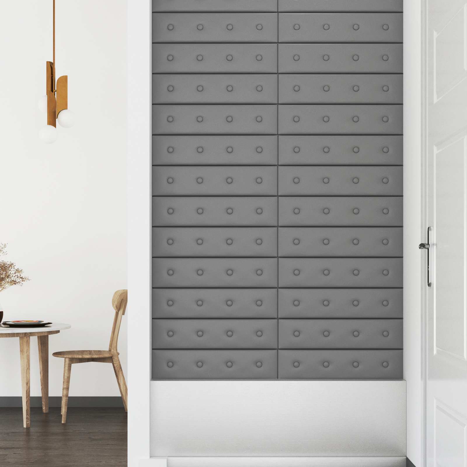 Κεφαλάρι Τοίχου 12 pcs Γκρι 60 x 15 cm Τεχνητό Δέρμα - Pakobazaar