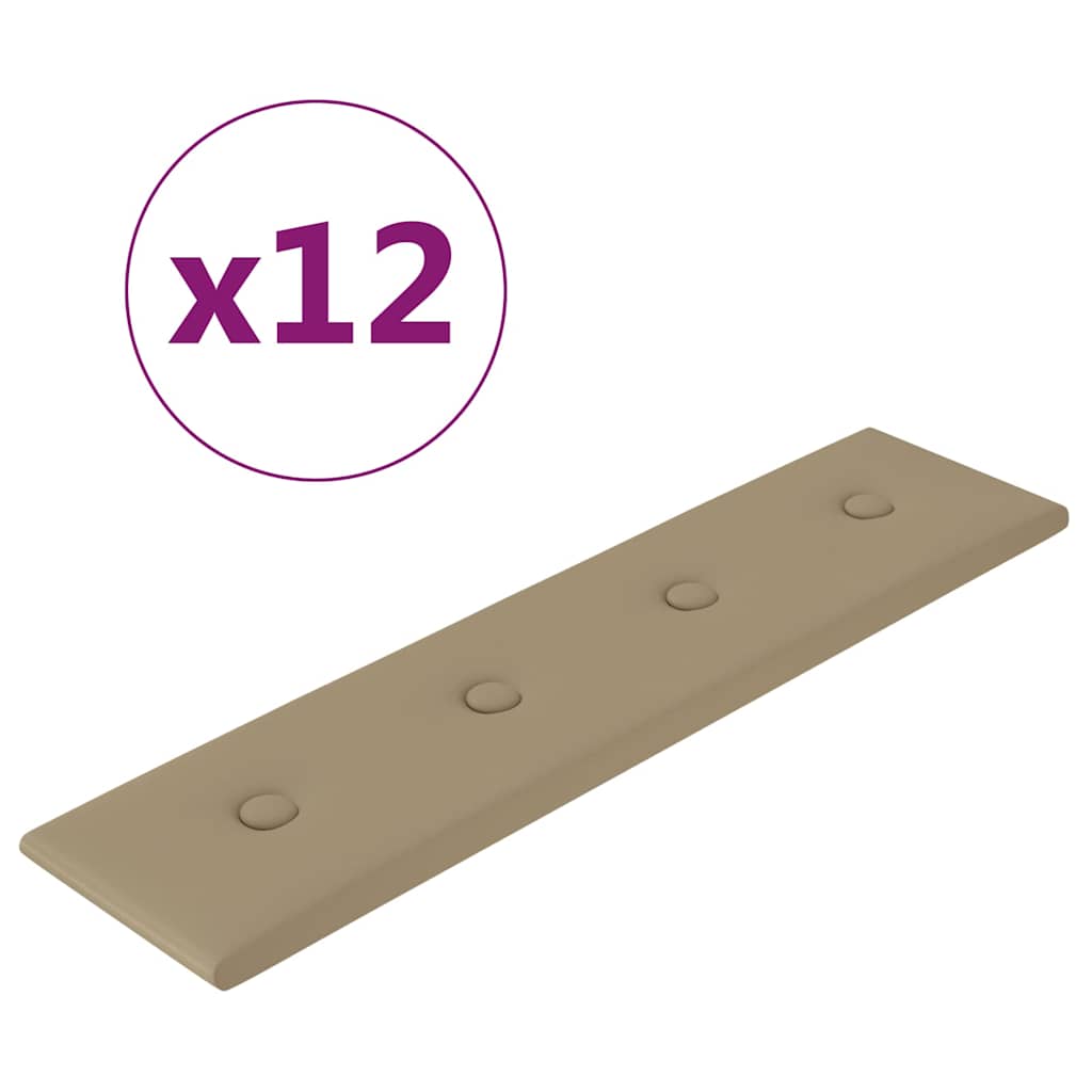 Πάνελ Τοίχου 12 τεμ. Καπουτσίνο 60 x 15 εκ. 1,08 μ² Συνθ. Δέρμα