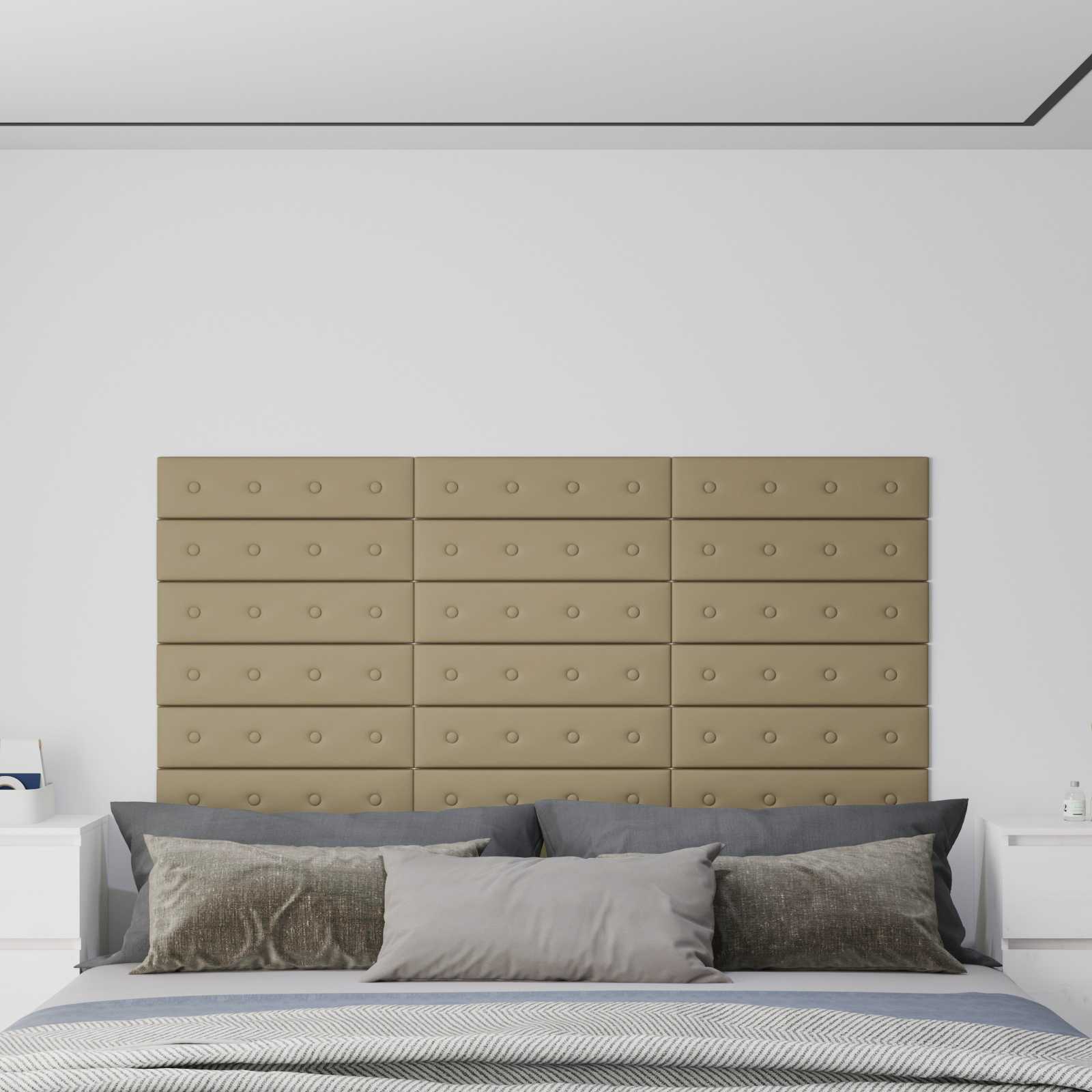 Κεφαλάρι Τοίχου 12 pcs Καπουτσίνο 60 x 15 cm Τεχνητό Δέρμα - Pakobazaar