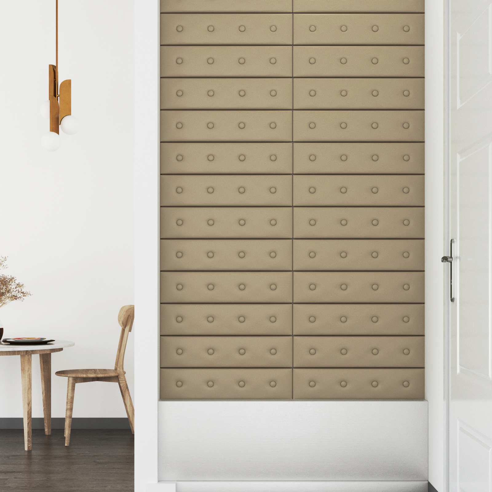 Κεφαλάρι Τοίχου 12 pcs Καπουτσίνο 60 x 15 cm Τεχνητό Δέρμα - Pakobazaar