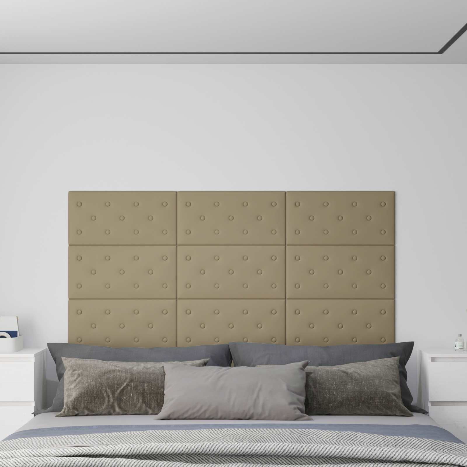 Κεφαλάρι Τοίχου 12 pcs Καπουτσίνο 60 x 30 cm Τεχνητό Δέρμα - Pakobazaar
