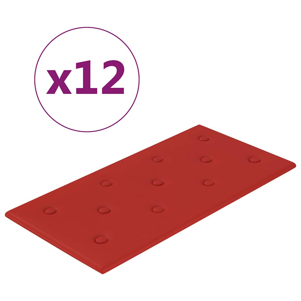 Πάνελ Τοίχου 12 τεμ. Μπορντό 60 x 30 εκ. 2,16 μ² Συνθ. Δέρμα