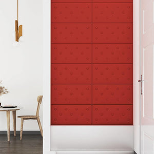 Πάνελ Τοίχου 12 τεμ. Μπορντό 60 x 30 εκ. 2,16 μ² Συνθ. Δέρμα
