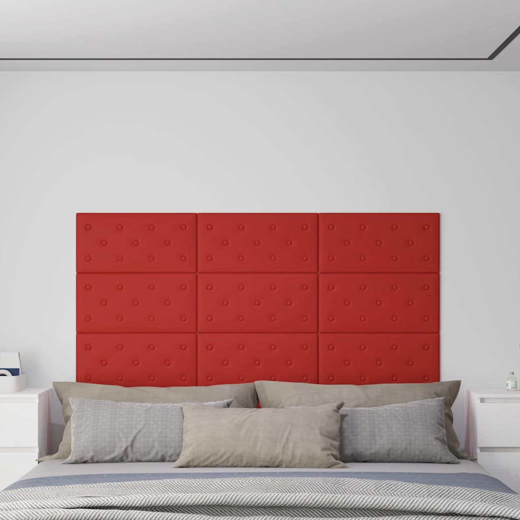 Πάνελ Τοίχου 12 τεμ. Μπορντό 60 x 30 εκ. 2,16 μ² Συνθ. Δέρμα