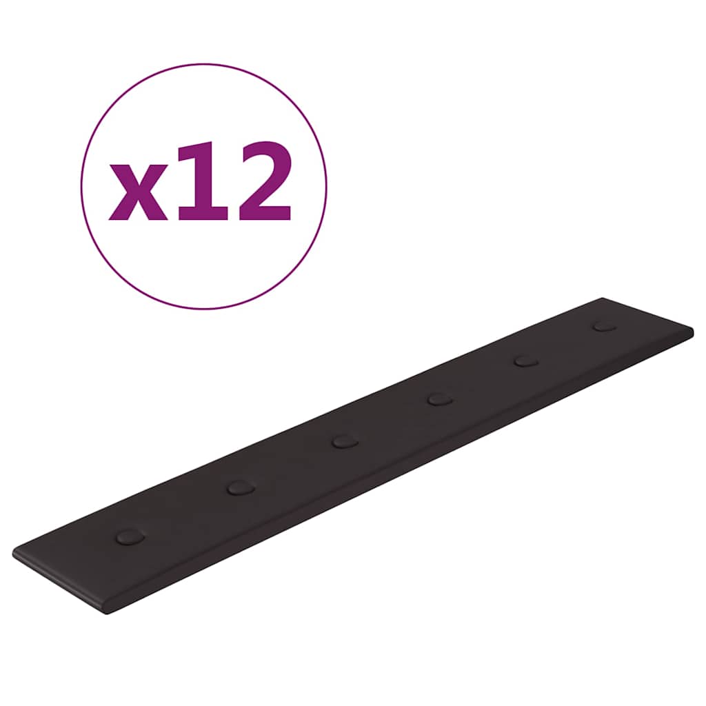Πάνελ Τοίχου 12 τεμ. Μαύρα 90 x 15 εκ. 1,62 μ² Συνθετικό Δέρμα - Pakobazaar