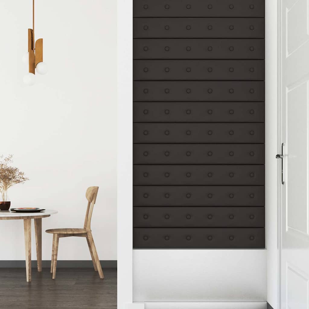 Πάνελ Τοίχου 12 τεμ. Μαύρα 90 x 15 εκ. 1,62 μ² Συνθετικό Δέρμα - Pakobazaar