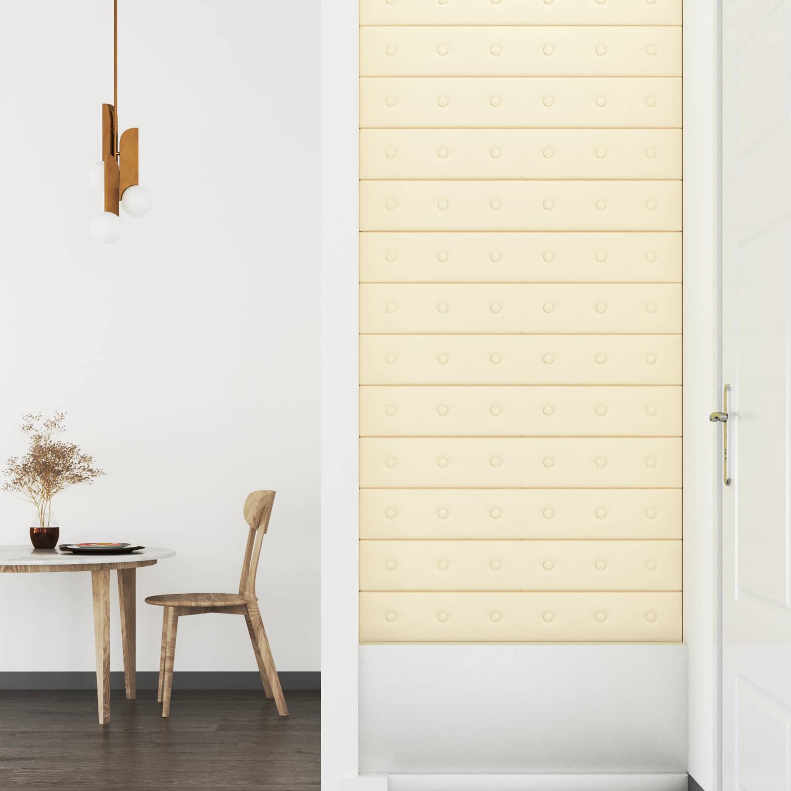 Κεφαλάρι Τοίχου 12 pcs Κρεμ 90 x 15 cm Τεχνητό Δέρμα - Pakobazaar