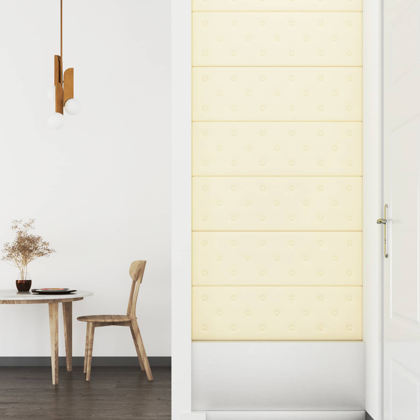 Κεφαλάρι Τοίχου 12 pcs Κρεμ 90 x 30 cm Τεχνητό Δέρμα - Pakobazaar