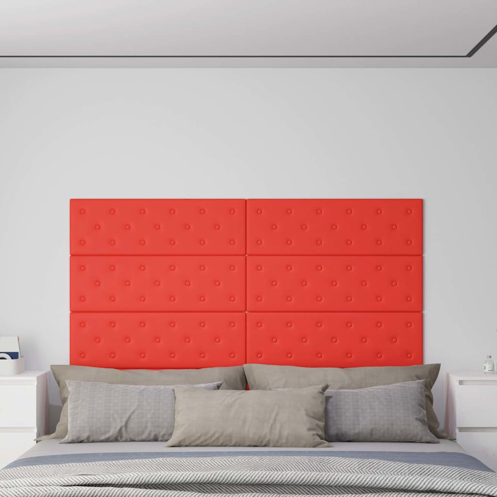 Πάνελ Τοίχου 12 τεμ. Κόκκινα 90 x 30 εκ. 3,24 μ² Συνθ. Δέρμα
