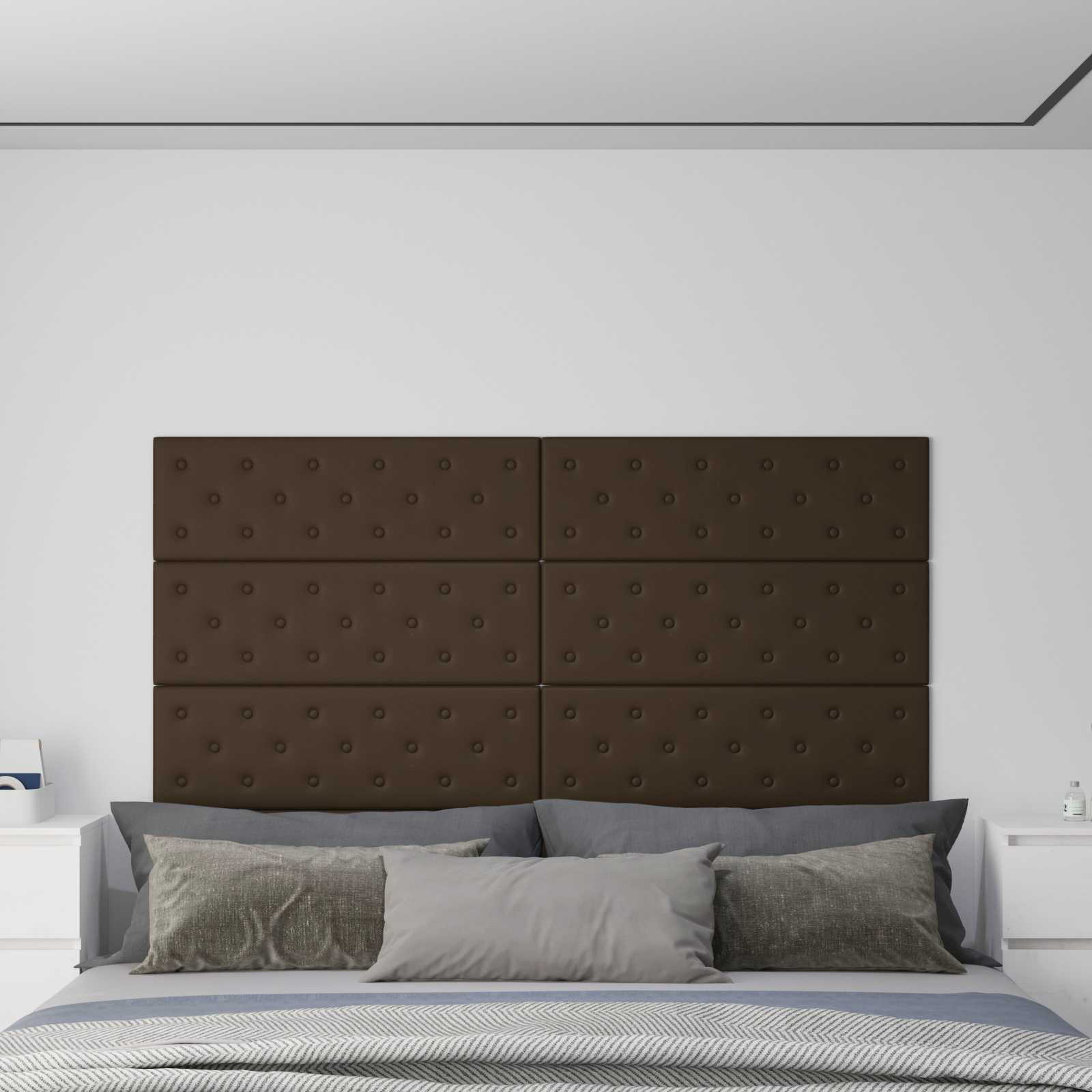 Κεφαλάρι Τοίχου 12 pcs Καφέ 90 x 30 cm Τεχνητό Δέρμα - Pakobazaar