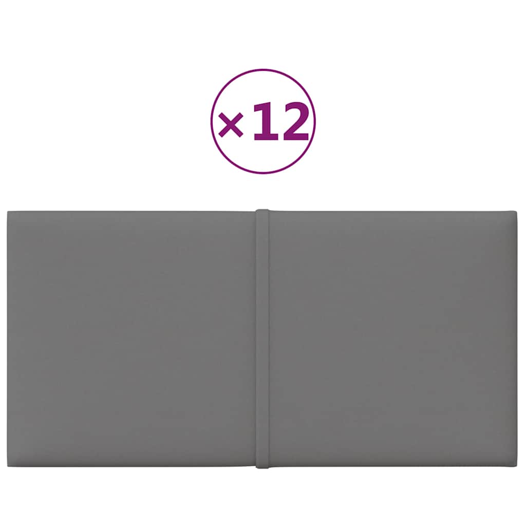 Πάνελ Τοίχου 12 τεμ. Ανοιχτό Γκρι 30x15 εκ. 0,54 μ² Υφασμάτινα
