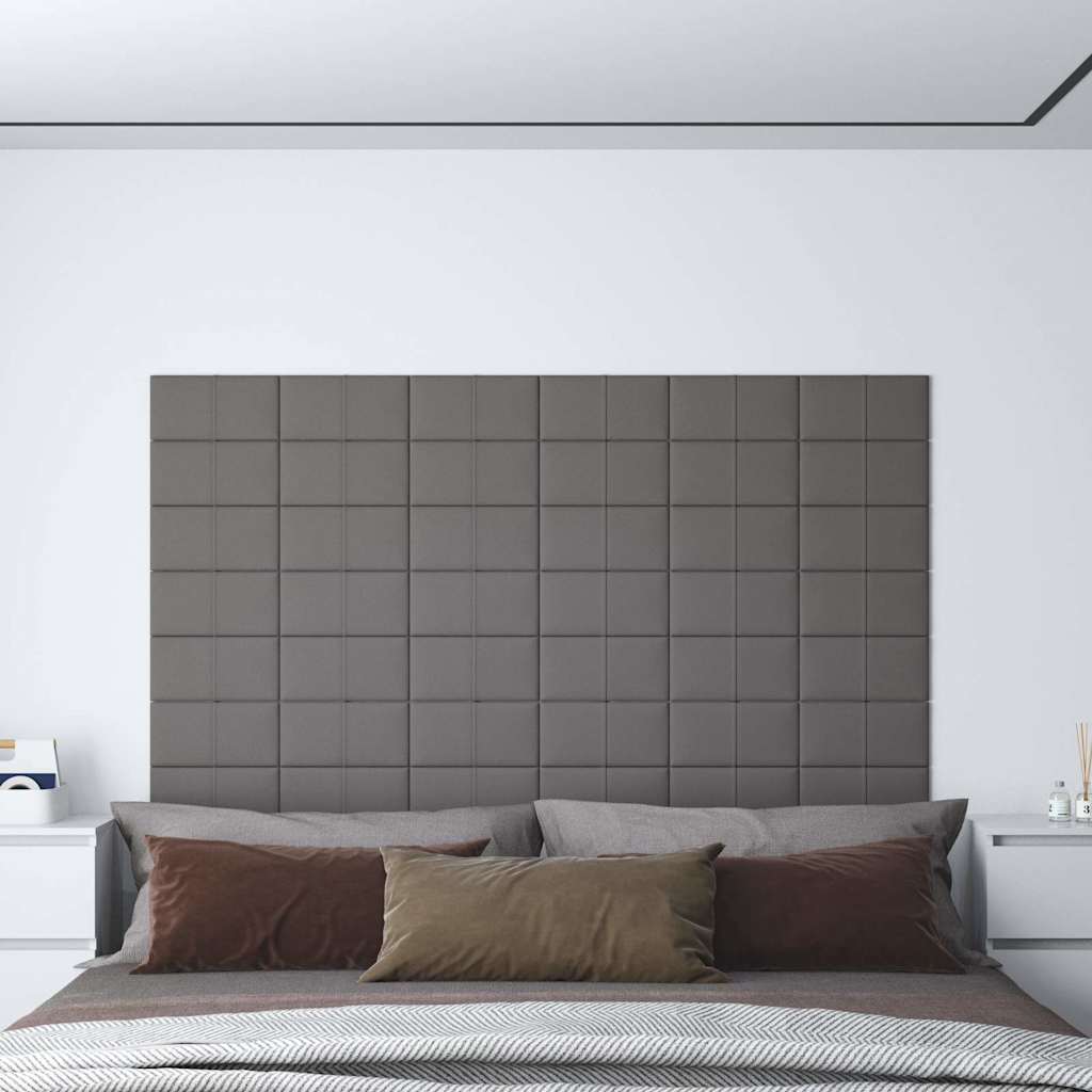 Πάνελ Τοίχου 12 τεμ. Ανοιχτό Γκρι 30x15 εκ. 0,54 μ² Υφασμάτινα