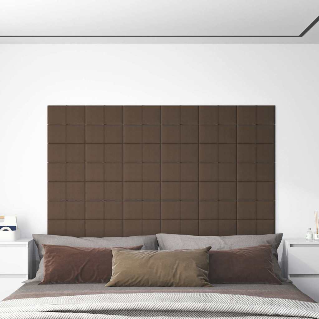 Πάνελ Τοίχου 12 τεμ. Καφέ 30 x 15 εκ. 0,54 μ² Υφασμάτινα - Pakobazaar
