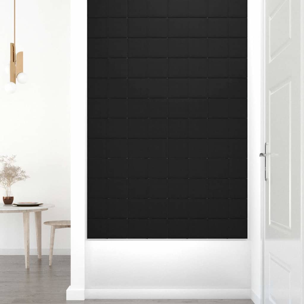 Πάνελ Τοίχου 12 τεμ. Μαύρα 30 x 15 εκ. 0,54 μ² Υφασμάτινα - Pakobazaar