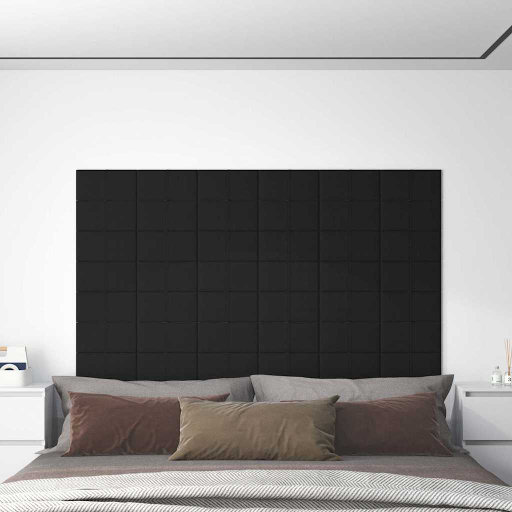 Πάνελ Τοίχου 12 τεμ. Μαύρα 30 x 15 εκ. 0,54 μ² Υφασμάτινα - Pakobazaar
