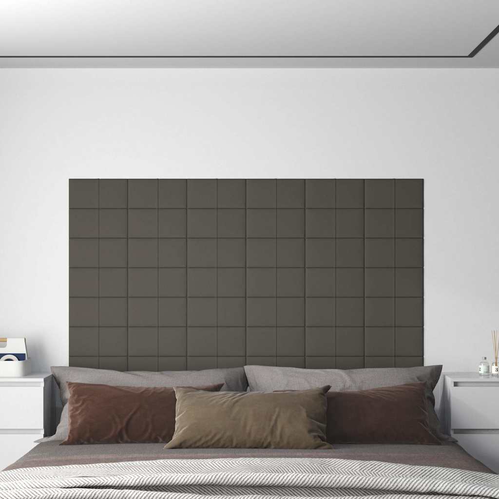 Πάνελ Τοίχου 12 τεμ. Σκούρο γκρι 30x15 εκ. 0,54 μ² Βελούδινα - Pakobazaar