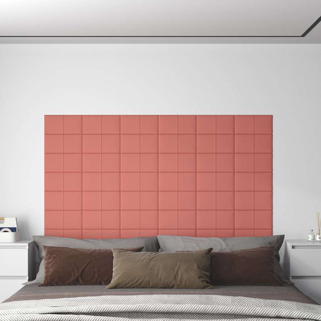 Πάνελ Τοίχου 12 τεμ. Ροζ 30 x 15 εκ. 0,54 μ² Βελούδινα - Pakobazaar