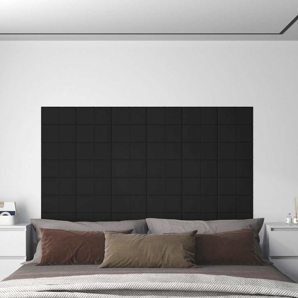 Πάνελ Τοίχου 12 τεμ. Μαύρο 30 x 15 εκ. 0,54 μ² Βελούδινα